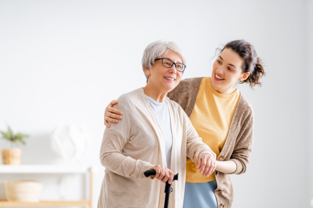 Happy patient and caregiver